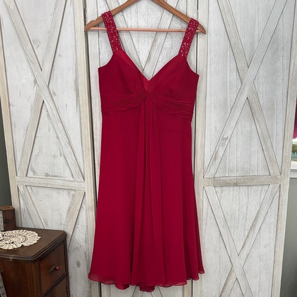 David's Bridal Rich Red Gown - Picture 1 of 13